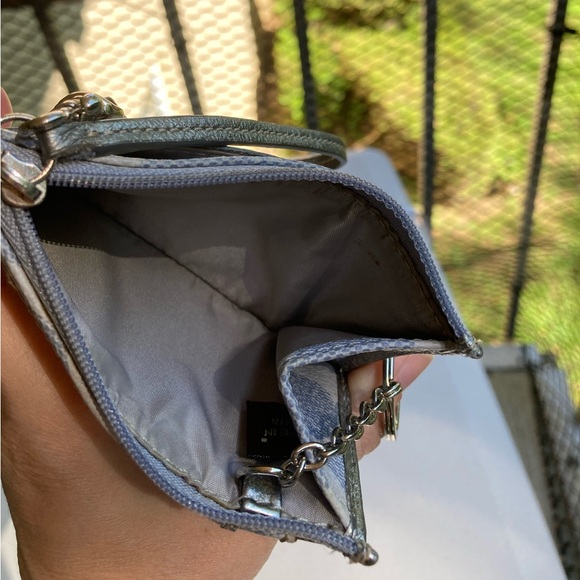 Coach Periwinkle Denim Look Signature C Zipper Pouch Card Holder Key Chain Bag - Picture 8 of 17